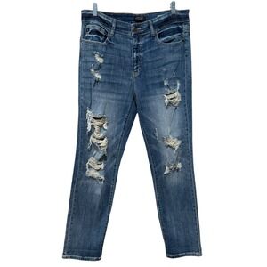 Judy Blue Womens Jeans Sz 14W Boyfriend Fit Distressed High‎ Rise Denim